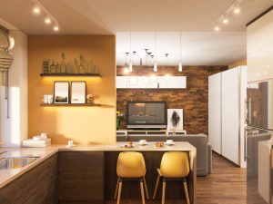 Modern-lit-living-room-and-kitchen
